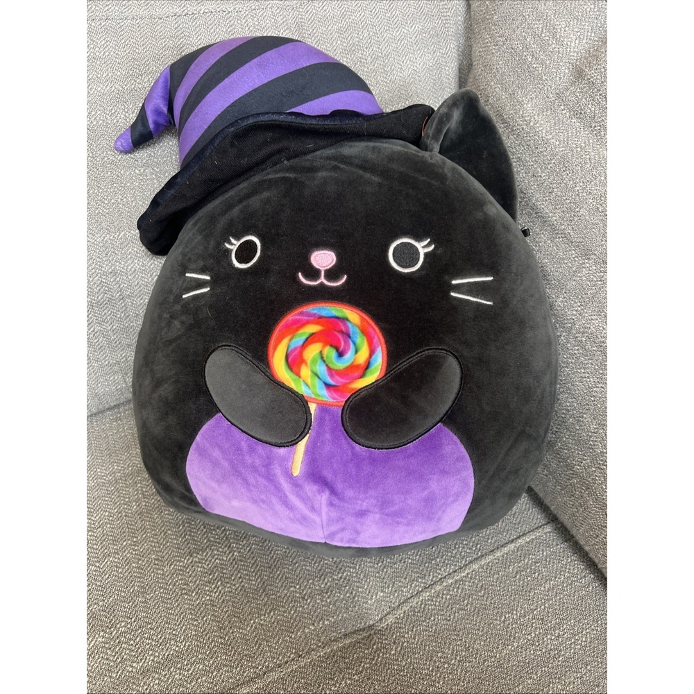 Original SQUISHMALLOWS Autumn Black Cat Witch Halloween 14" Plush KELLYTOY 2022